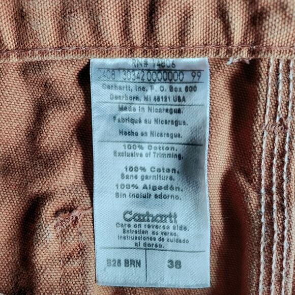 Carhartt Washed Duck Cloth Mens Carpenter Work Shorts Brown Sturdy Durable Sz 38 - Picture 7 of 7